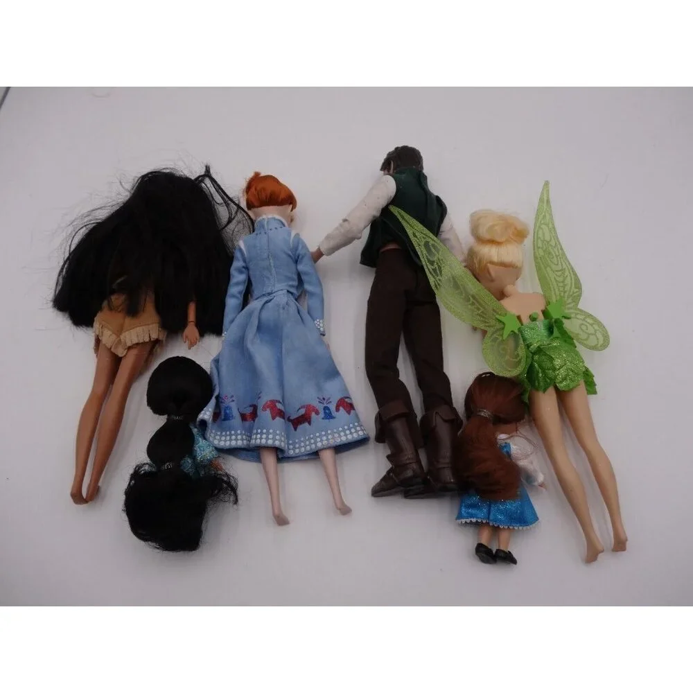 Disney Dolls Lot of 6 Prince and Princess, small and‎ Tall Pocahontas Tinkerbell